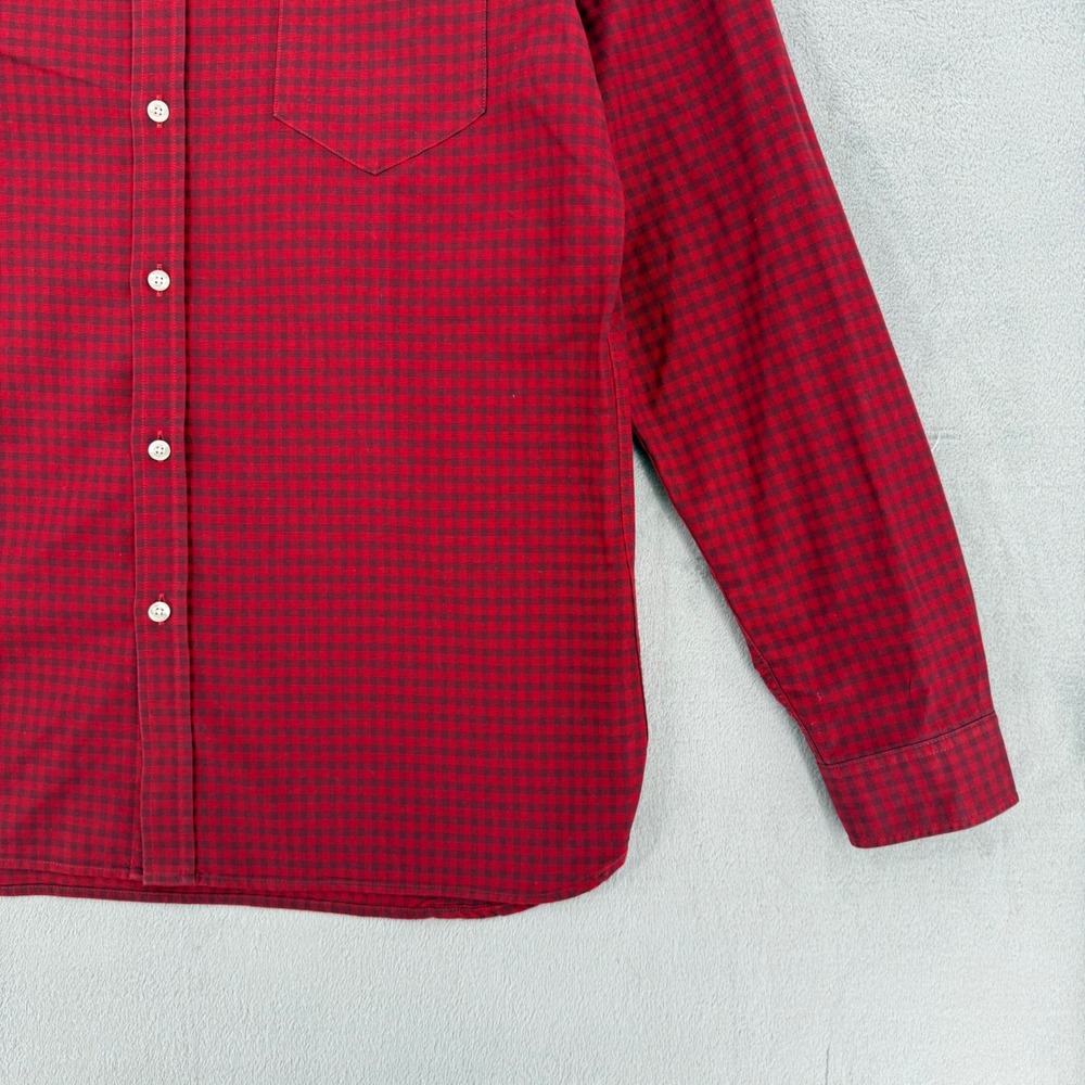 Lacoste Mens Large Regular Fit Gingham Button Down Shirt Red Navy Blue Preppy - Picture 5 of 13
